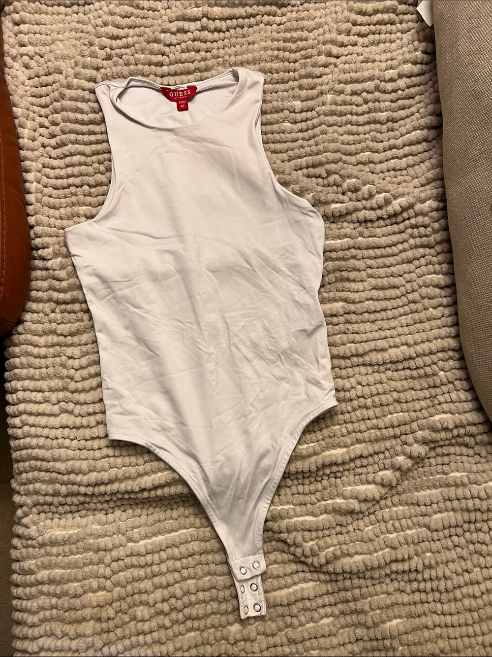 GUESS White Sleeveless Ribbed Bodysuit One-Piece